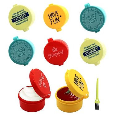 Elykorrne 8 Pack Salad Dressing Container To Go 09oz Small Sauce Containers Plastic Condiment Containers with Lids Reusable Condiment Cup Leakproof for Lunch Bento Box Kids Circular2