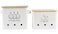 Gdfjiy Onion Garlic Storage Bin Kitchen Vegetable Storage Tin Set of 2 for Onion Garlic with Wooden Lid and Aerating Holes Kitchen Storage Canisters Set Long Shelf Life White
