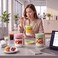 HomArtist Glass Overnight Oats Containers with Lids and Spoon 16oz Wide Mouth Mason Jars for Overnight Oats Cereal Yogurt Salad Lunch Container with Measurement Marks Pink 4 Pack