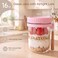 HomArtist Glass Overnight Oats Containers with Lids and Spoon 16oz Wide Mouth Mason Jars for Overnight Oats Cereal Yogurt Salad Lunch Container with Measurement Marks Pink 4 Pack