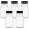 Hulless 5 Pcs 8 Ounce Plastic Juice Bottle Drink Containers with Black Lids Suitable for Juice Smoothies Milk and Homemade Beverages 250 mL