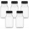 Hulless 5 Pcs 8 Ounce Plastic Juice Bottle Drink Containers with Black Lids Suitable for Juice Smoothies Milk and Homemade Beverages 250 mL