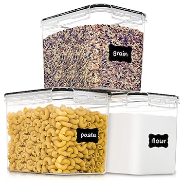 PANTRYSTAR Medium Food Storage Containers with Lids Airtight 36L 1217Oz for Flour Sugar Baking Supply 3PCS BPA Free Plastic Canisters for Kitchen Pantry Organization