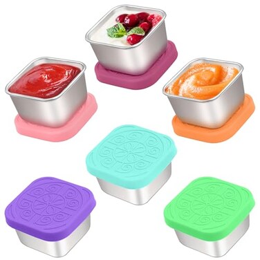 Qukaka 6x27 Oz Salad Dressing Container to GoHandy Leakproof Stainless Steel Meal Prep Containers ReusableSauce Containers for Lunch Box Picnics Travel Office and Kitchen StorageSquare