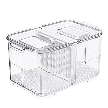 SANNO Vegetable Fruit Storage Containers Produce Saver Containers Refrigerator Storage Containers Fresh Produce Saver with Lids and VentsStackable Salad Lettuce Keeper for Refrigerator