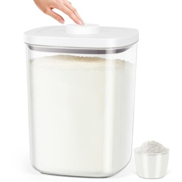 TBMAXS Airtight Rice Container 20 Lbs Clear PET Plastic Food Storage Container Bin For Flour Sugar Dry Food Holder with Easy Locking Lid for Kitchen Pantry Organization and Storage