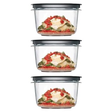 Utensilux Rubber Maid Premier 7 Cup Premier Flex Seal Food Storage Set 3 Tritan Containers 3 Grey Flex and Seal Lids 6 Piece Bundle Set Bundle