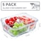 VERONES 5 Pack Glass Meal Prep Containers 3 Compartment Set 36OZ Airtight Glass Lunch Containers Glass Food Storage Containers with Lids for Microwave Oven Freezer Dishwasher FriendlyGrey