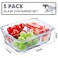 VERONES 5 Pack Glass Meal Prep Containers 3 Compartment Set 36OZ Airtight Glass Lunch Containers Glass Food Storage Containers with Lids for Microwave Oven Freezer Dishwasher FriendlyGrey