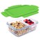 Bentgo Glass Snack LeakProof BentoStyle Snack Container with Airtight Lid and Divided 2Compartment Design 175 Cup Capacity for Meal Prepping and PortionControlled Snacking Green