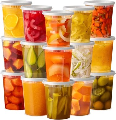 Pantry Value 32 oz 24 Count Plastic Food Storage Deli Containers with Lids Disposable Soup Containers With Lids Perfect for Storing Soups Sauces and Snacks
