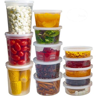 DuraHome Food Storage Containers with Lids 8oz 16oz 32oz Freezer Deli Cups Combo Pack 70 Sets BPAFree Leakproof Round Clear Takeout Container Meal Prep Microwavable 70 Sets Mixed sizes