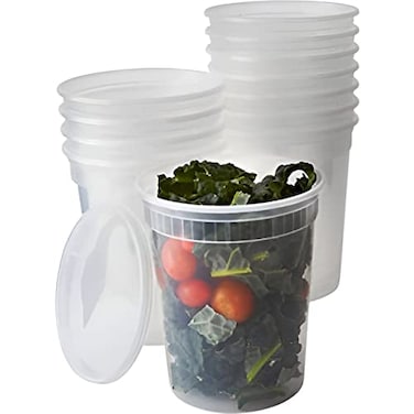 Avant Grub Food Storage Containers BPAFree Plastic Deli Grade with Leakproof Lids 12ct Durable 32 Oz Microwave and Freezer Safe Containers for Takeout Meal Prep Storage Keeps Food Fresh Longer