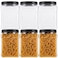 Lawei Square Plastic Jars with Lids Clear Empty Storage Containers for Food Storage Plastic Food Jars with Easy Grip Handles for Dry Goods Cookies Rice and More 6 Pack 60 Oz