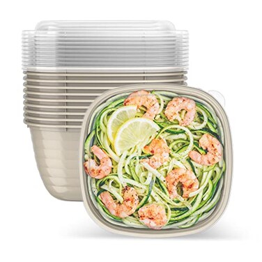 Bentgo Prep 1Compartment Bowls with Custom Fit Lids Reusable Microwaveable Durable PFAS BPAFree Freezer and Dishwasher Safe Meal Prep Food Storage 10 Bowls 10 Lids Champagne