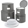 LotFancy China Storage Containers Hard Shell 4PCS Set Dish Saucer Plate Storage Box for Moving Stackable Dinnerware Organizer Bins with 48 Felt Dividers Grey