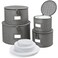 LotFancy China Storage Containers Hard Shell 4PCS Set Dish Saucer Plate Storage Box for Moving Stackable Dinnerware Organizer Bins with 48 Felt Dividers Grey