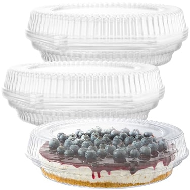 Supellectilem 10 Plastic Disposable Pie Containers with Hinged Locking Lids 10 Round Pie KeepersFlan Cake Containers for Transport