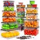 HOMETALL 40 PCS Food Storage Containers with Lids Airtight 100 Leakproof Plastic MealPrep Containers Reusable20 Containers 20 LidsMicrowave and Dishwasher Safe Includes Labels Pen