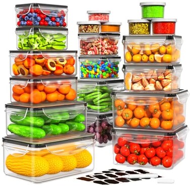 HOMETALL 40 PCS Food Storage Containers with Lids Airtight 100 Leakproof Plastic MealPrep Containers Reusable20 Containers 20 LidsMicrowave and Dishwasher Safe Includes Labels Pen
