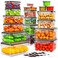 HOMETALL 40 PCS Food Storage Containers with Lids Airtight 100 Leakproof Plastic MealPrep Containers Reusable20 Containers 20 LidsMicrowave and Dishwasher Safe Includes Labels Pen