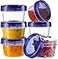 PLASTICPRO 12 Pack Twist Cap Food Storage Containers with Blue Screw on Lid 4 oz Reusable Meal Prep Containers Small Freezer Containers Microwave Safe Blue Plastic Food Storage