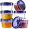 PLASTICPRO 12 Pack Twist Cap Food Storage Containers with Blue Screw on Lid 4 oz Reusable Meal Prep Containers Small Freezer Containers Microwave Safe Blue Plastic Food Storage
