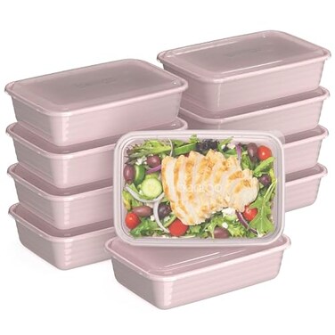 Bentgo Prep 20Piece 1Compartment Reusable Meal Prep Containers with Lids PFAS BPA Free Materials Durable Microwave Freezer Dishwasher Safe To Go Food Storage Blush Pink