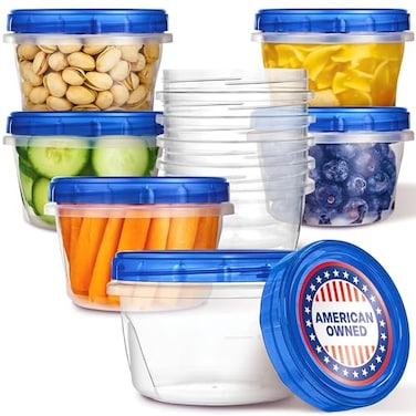 Stock Your Home 16oz Plastic Containers with Twist Top Lids 10 Pack 2 Cup Freezer Containers with Lids for Leftover Food Airtight Reusable Soup Containers Microwave and Dishwasher Safe