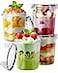 Canfanni Overnight Oats Containers with Lids 4 Pack 13oz Overnight Oats Jars Plastic Mason Jars BPA Free Portable Leak Proof Oatmeal Containers for Yogurt Soup Cereal Milk and Salad