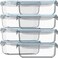 Razab 16 Pc Set of 8 30 Oz Glass Meal Prep Containers with Lids Airtight Large Glass Food Storage Containers Reusable Leak Proof BPA Free Freezer to Oven and Dishwasher Safe