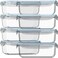 Razab 16 Pc Set of 8 30 Oz Glass Meal Prep Containers with Lids Airtight Large Glass Food Storage Containers Reusable Leak Proof BPA Free Freezer to Oven and Dishwasher Safe