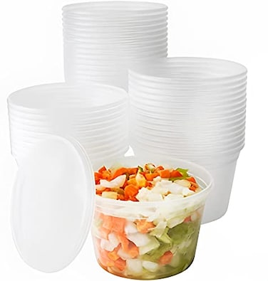 Avant Grub Deli Grade BPAFree 16oz Plastic Containers with Lids 48ct Leakproof Microwavable Portion Container for ToGo Orders Food Prep and Storage Reusable Takeout Cups for Restaurant Cafe and Cateri