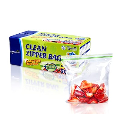 CLEANWRAP Clean Zipper Bag Medium 90 Bags LDPE BPA FREE Food Storage Bags Freezer Bags