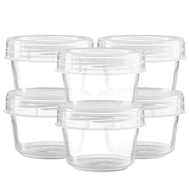 ELEGANT DISPOSABLES 4 Ounce 20 Pack Clear Twist cap Containers With Clear Screw on Lids Twist Top Food Storage Freezer Containers