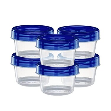 ELEGANT DISPOSABLES Twist Top Containers Small Food Storage Containers Blue Screw on Lid Reusable Stackable Leakproof Airtight Pack of 204 oz containers