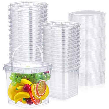 Macarrie 50 Pack 68 oz Square Deli Containers with Lids Clear Plastic Food Storage Containers Airtight Organizer Bin for Food Prep Freezer Kitchen Restaurant Supplies68 oz