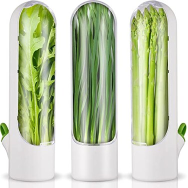 Lallisa Herb Saver Pod Herb Keeper Vegetable Fresh Cilantro Containers for Refrigerator Keeping Bottle Herb Preserver for Mint Fridge Storage Keeps Greens Fresh for 23 Weeks 3 Pcs