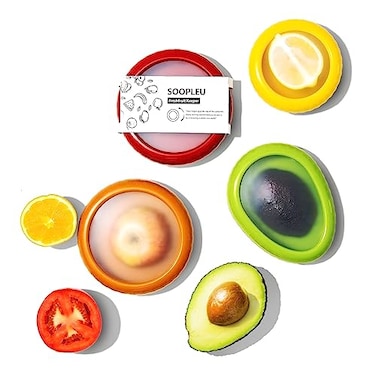 SOOPLEU Avocado Saver and Tomato Holder Set of 4 Reusable Storage Containers for Fridge Ideal for Garlic Onions Lemons and Potatoes