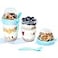 Felli On the Go Yogurt Parfait Snack Cup 12 oz Reusable Leak Proof Travel Spoon Topping Holder for Fruit Cereal Milk To Go Lunch Healthy Portion Control Overnight Oats Container Clear 2 Blue