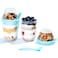 Felli On the Go Yogurt Parfait Snack Cup 12 oz Reusable Leak Proof Travel Spoon Topping Holder for Fruit Cereal Milk To Go Lunch Healthy Portion Control Overnight Oats Container Clear 2 Blue