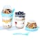 Felli On the Go Yogurt Parfait Snack Cup 12 oz Reusable Leak Proof Travel Spoon Topping Holder for Fruit Cereal Milk To Go Lunch Healthy Portion Control Overnight Oats Container Clear 2 Blue