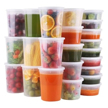 WGCC Deli Containers with Lids 48 Sets Disposable Soup Containers 8oz 16oz 32oz Plastic Containers with Lids Food Container Leakproof BPA FreeMicrowaveFreezerDishwasher Safe