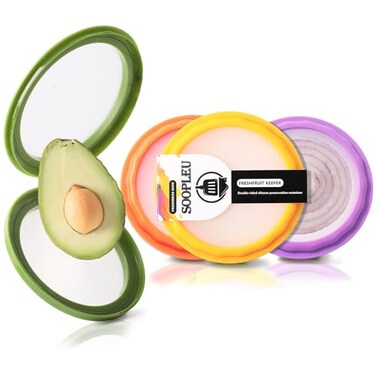SOOPLEU Avocado Saver 4Pack FreshLock Containers for Tomatoes Onions Lemons Reusable Fridge Storage Ideal for Garlic Potatoes Produce Preservation