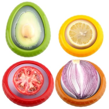 T-Raputa TRaputa Avocado Saver and Tomato Holder Set of 4 Reusable Storage Containers for Fridge Ideal for Garlic Onions Lemons and Potatoes