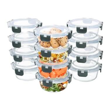 GULFLIN 12 Pack Small Glass Food Storage Containers with Lids Airtight 13oz LeakProof Meal Prep Containers Set Freezer to Microwave Safe Dishwasher Safe