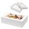 Mcfleet 16pcs 14x10x4 Rectangle Cake Boxes with Window Quarter Sheet Bakery Boxes for Donuts Cookies Cupcakes Pastry Baking Pie Treat Packaging White Large