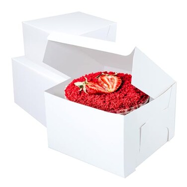 Cake S.O.S 10x10x5 White Cake box Premium Bakery Boxes One piece Perfect for packaging and selling cakes donuts cookies and muffins Pack of 12