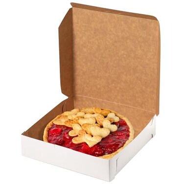 Fit Meal 25 Pack White Pie Boxes 10x10x25 Square Bakery Boxes for Cookies Cheesecake Chocolate Covered Strawberries Dessert Macaroon Bread Bulk Paper Cardboard Sweet Boxes for Surprises and Pastries