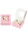 Bakepacker 60pcs Pink Cookie Boxes 6x6x3 inches Easy Assemble Macaroon Pastry Boxes Bakery Boxes with Window for Bakery